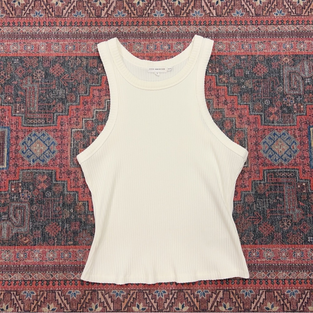 Good American Chunky Ribbed Tank in White